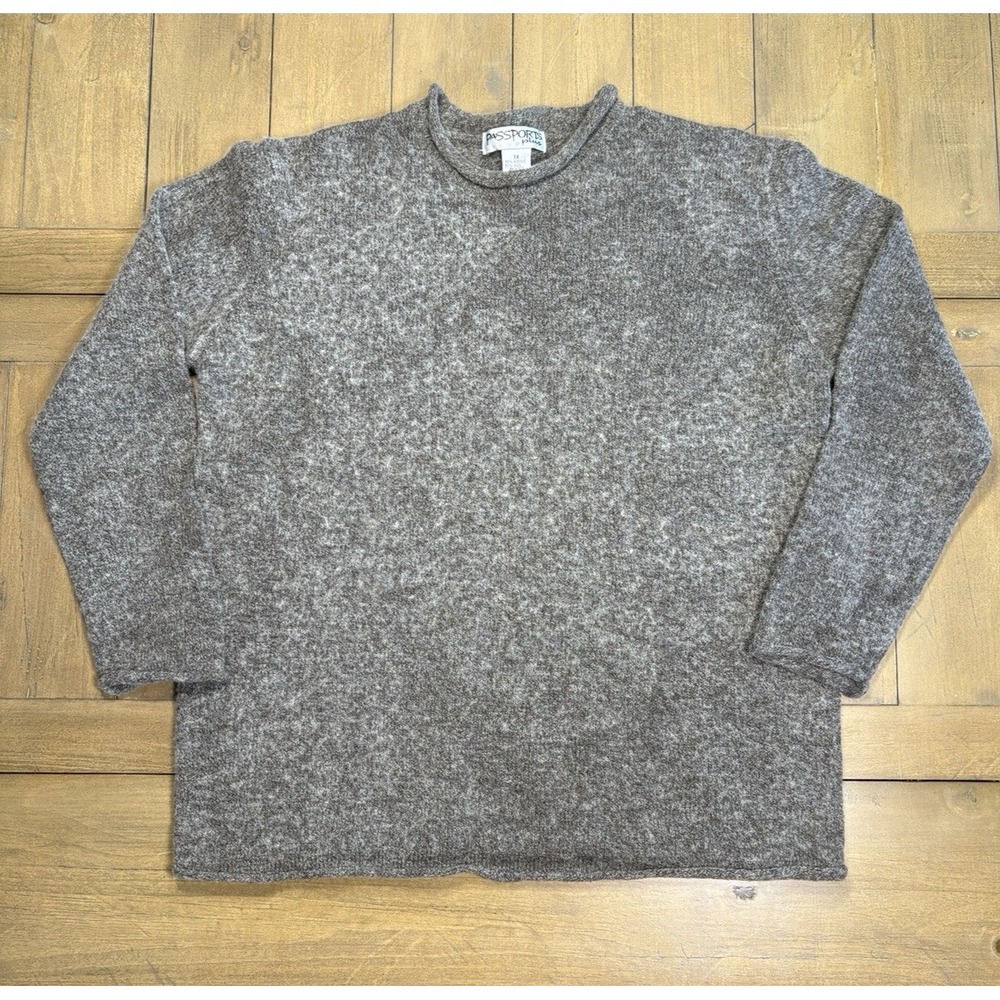 Passports Plus Wool Blend Roll Neck Sweater Women 1X Brown Cozy Neutral Pullover